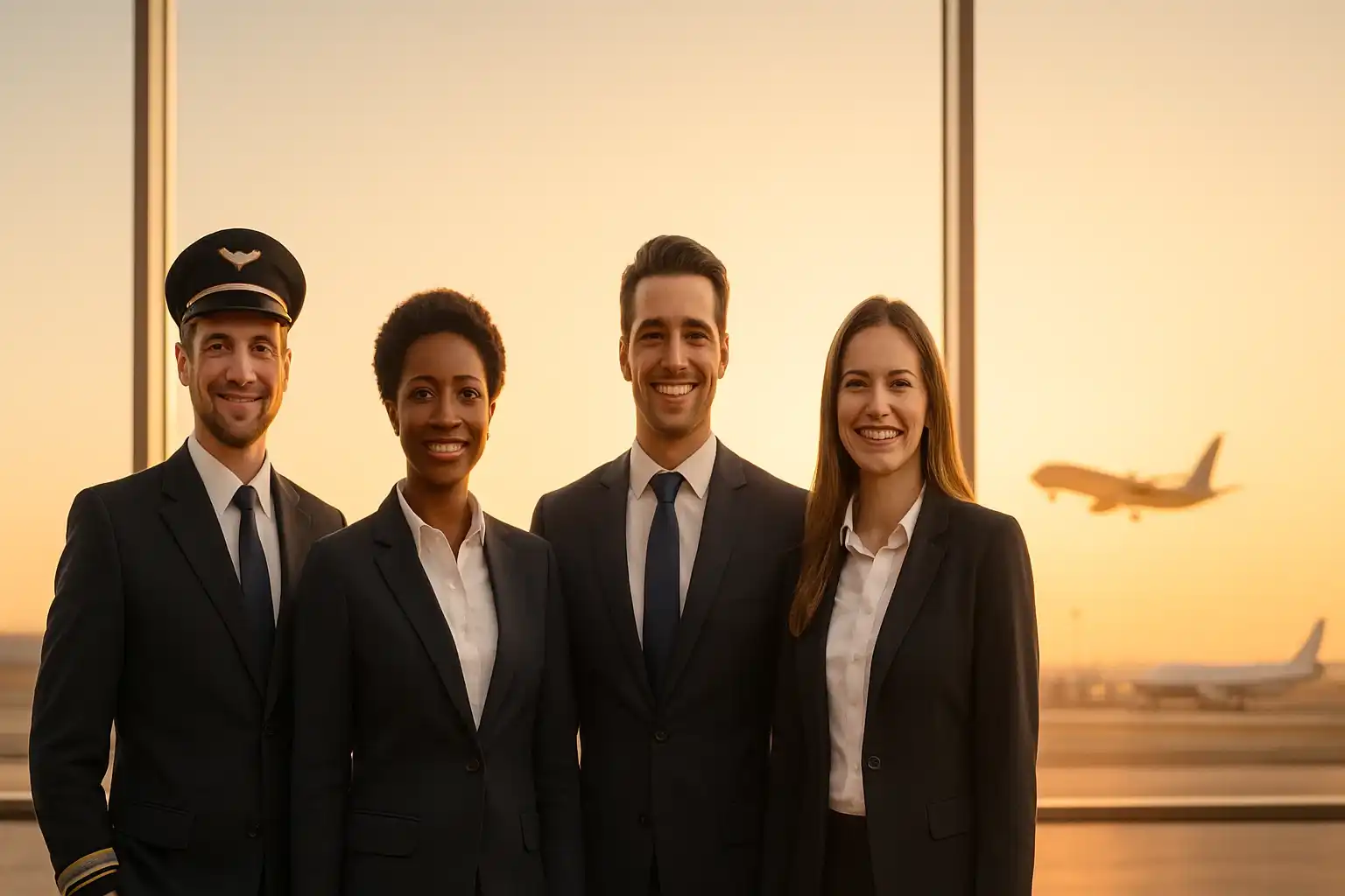 Professionals on airport apron
